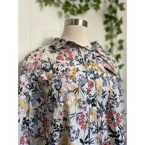 St Johns Bay Womans Long Sleeve Floral Button Up Size 3XL